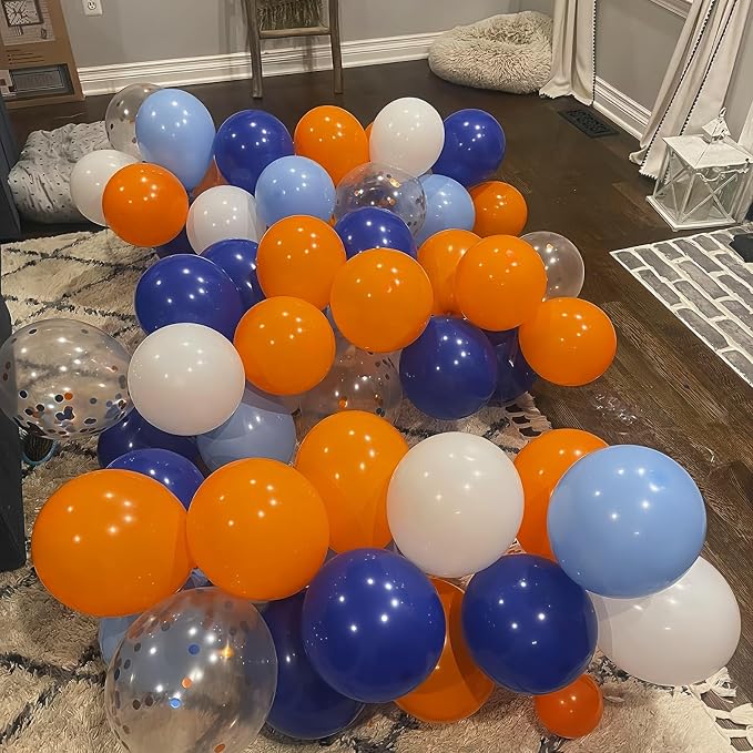 Blue and Orange Balloon Garland Arch Kit, Klein Navy Light Blue Teal Orange - Image 8