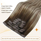Full Shine Brown Extensions clip in Balayage Brown with Blonde Seamless Hair Extension Short 12 Inch Hair Extensions Clip in Human Hair for Women 12 Inch 95 Grams 8 PCS