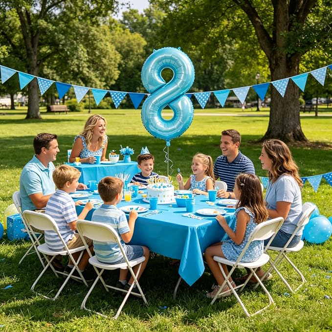 40 Inch Light Blue Number 8 Balloon | 8 Birthday Balloon - Image 7