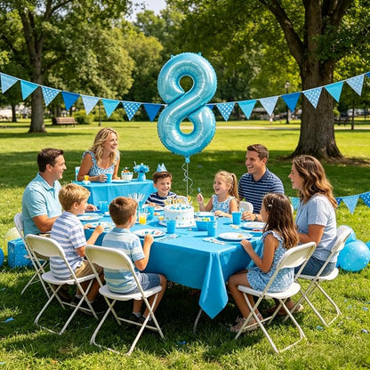 40 Inch Light Blue Number 8 Balloon | 8 Birthday Balloon - Image 7