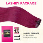 Lashey Seamless Clip in Hair Extensions Human Hair 110g 7pcs Burgundy #99j Straight 18 Inch Hair Extensions Clip ins with Soft Invisible PU Weft for Women