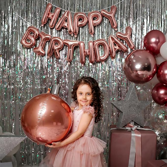 Rose Gold Happy Birthday Balloon Banner Foil Balloons - Image 5
