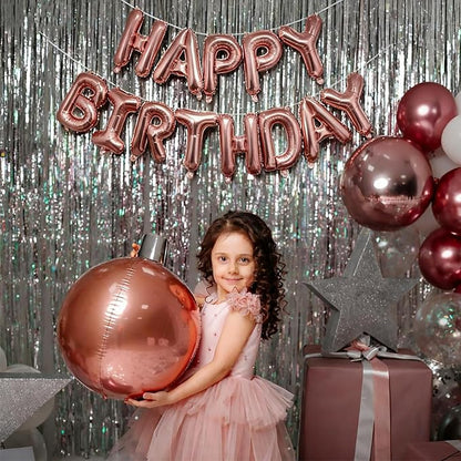 Rose Gold Happy Birthday Balloon Banner Foil Balloons - Image 5