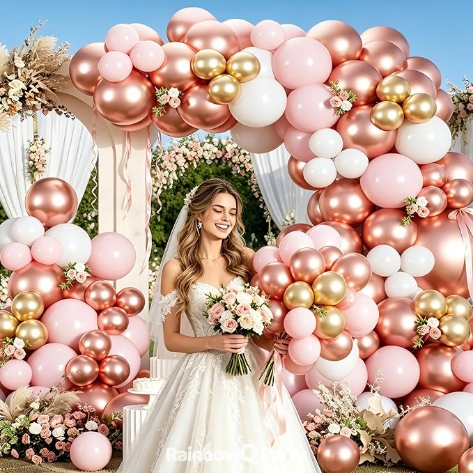 RainbowQ 165 Pcs Rose Gold Balloons Arch Kit Different Sizes Garland | Metallic - Image 2