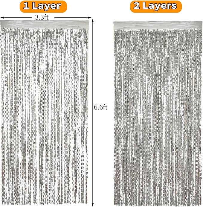 4 Pack 3.3x6.6ft Silver Foil Fringe Backdrop - Image 4