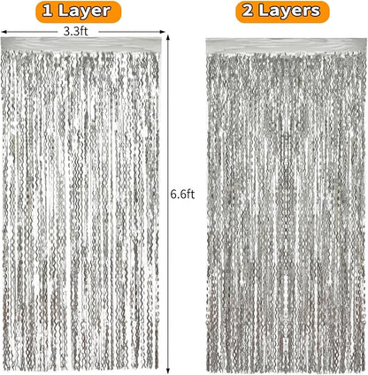 4 Pack 3.3x6.6ft Silver Foil Fringe Backdrop - Image 4