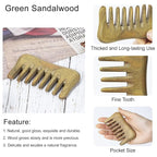 Hair Comb Wooden Wide Tooth Combs for Curly, 2 Pcs Detangling Natural Sandalwood Combs for Women and Men, Detangles Wet or Dry, Thin, Thick, Wavy or Straight Hair, Scalp Massager, Anti-static