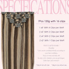 PINKPEARL Clip in Hair Extensions Human Hair 22inch 120g 7pcs Remy Human Hair Extensions Clip in #4P27 Chocolate Brown Highlighted Caramel Blonde Clip Hair Natural Human Hair(#4P27-22)