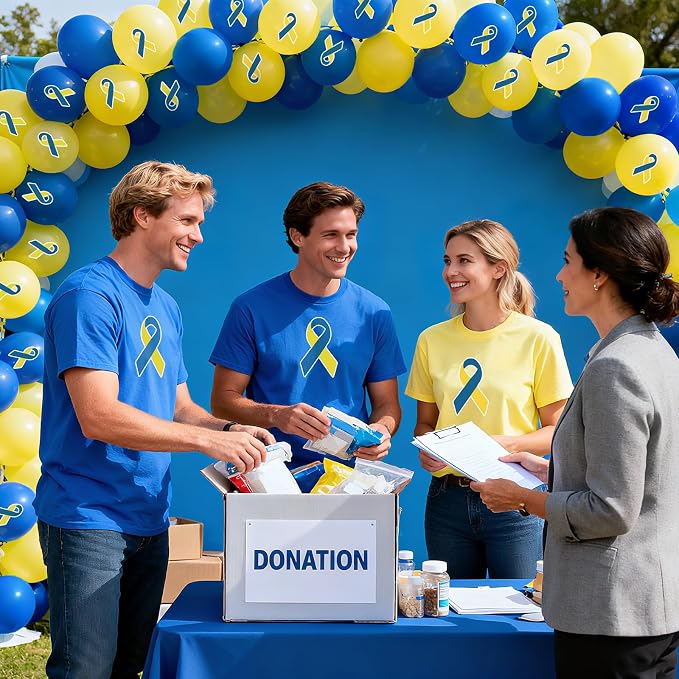 100 Pcs Down Syndrome Awareness Balloons 12 Inch Yellow and Blue Latex Balloons - Image 5