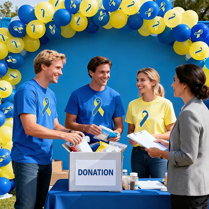100 Pcs Down Syndrome Awareness Balloons 12 Inch Yellow and Blue Latex Balloons - Image 5