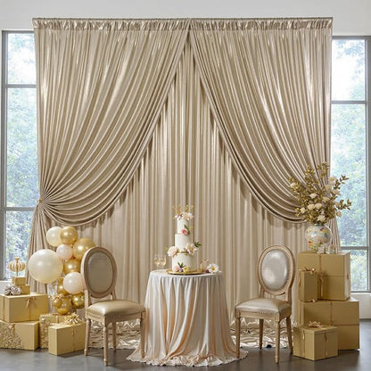 50x10ft Shimmer Champagne Gold Sequin Backdrop Curtain - Image 9