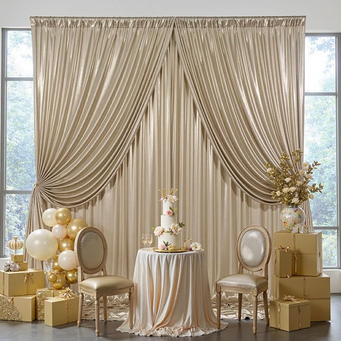30ftx10ft Shimmer Champagne Sequin Backdrop Curtain - Image 8