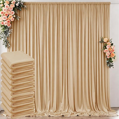 50 ft x 10 ft Wrinkle Free Champagne Backdrop Curtain by Outpain