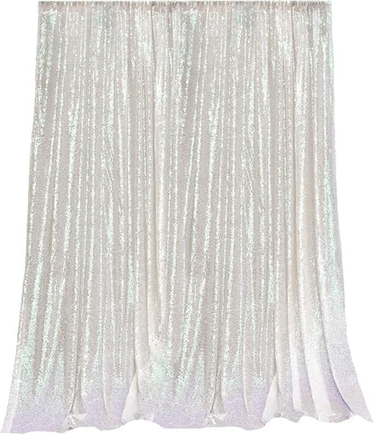 JYFLZQ White Iridescent Sequin Backdrop Curtains 2ft x 8ft 2 Panel Glitter - Image 6