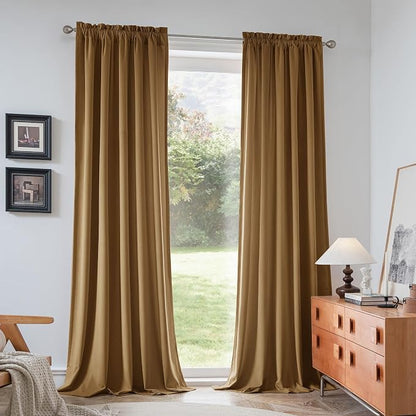 Beauoop Golden Brown Velvet Curtains - Image 9