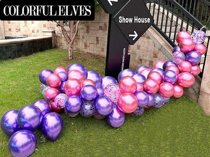 12 Inch 100 Pcs Latex Metallic Chrome Dark Purple Balloons Helium Shiny Thicken - Image 3
