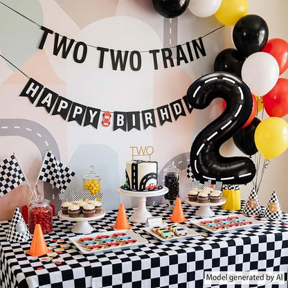 Black and White Stripes Number 2 Balloon 40 Inch, Foil road sign Numeral | - Image 7