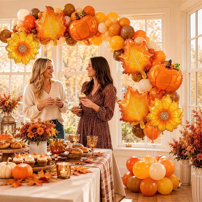 Fall Foil Balloons, Sunflower Pumpkin Maple Leaf Balloon - Image 5