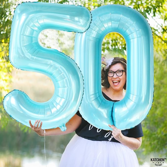 KatchOn Light Blue 0 Balloon Number 40 Inch | 0 Foil Balloon, Light Blue Zero - Image 6