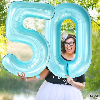 KatchOn Light Blue 0 Balloon Number 40 Inch | 0 Foil Balloon, Light Blue Zero - Image 6