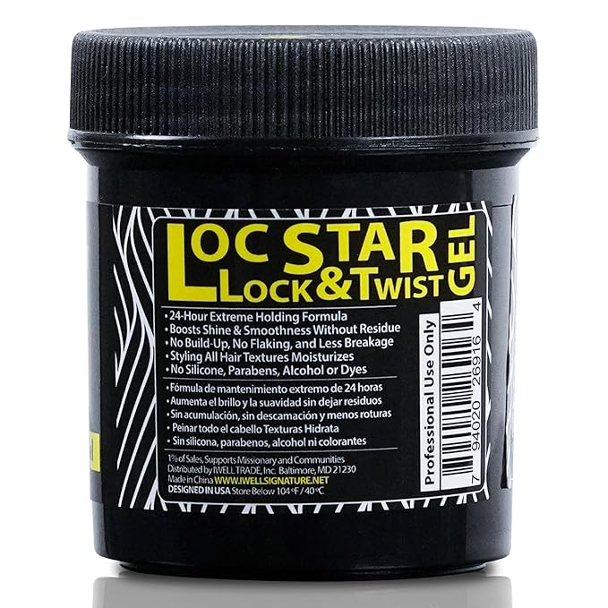 Loc Star Braid & Loc Gel, 3.4 fl oz, 24 pcs | Extreme Hold for Braids, Locs, Twists, Cornrows & Edges | Smooths & Tames Frizz | No Heavy Residue | Long-Lasting | With Aloe Vera