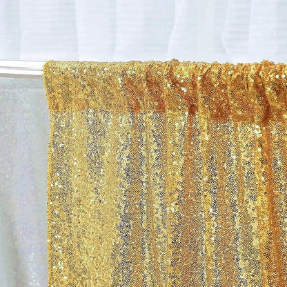 Poise3EHome Gold Sequin Backdrop Curtains, 4 Panels 2FTx8FT Glitter Background - Image 5