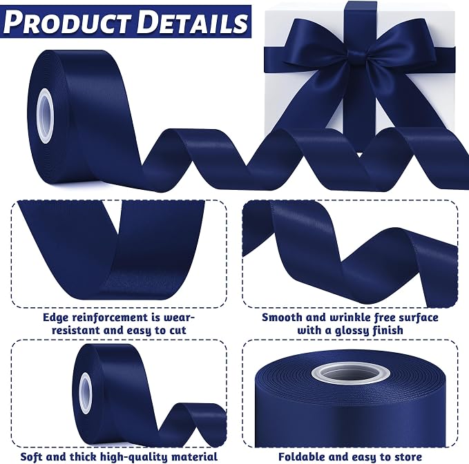 30Yards 1 1/2In Navy Blue Ribbon - Image 3