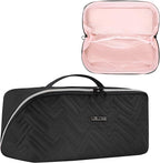 Leudes Hair Tools Travel Bag For Dy son Airwrap Hair Dryer Shark Flex Style Carrying Case Travel Makeup Bag Portable Pouch Open Flat Packing Organizers with Divider and Handle (Black)