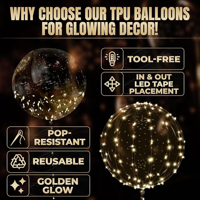Light Up Balloons 10 Pack, 20 Inch Clear Balloons - Image 3