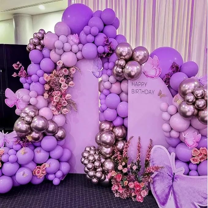 FOTIOMRG 110pcs Purple Balloon Garland Arch Kit, 18 12 10 5 inch Purple Latex - Image 6