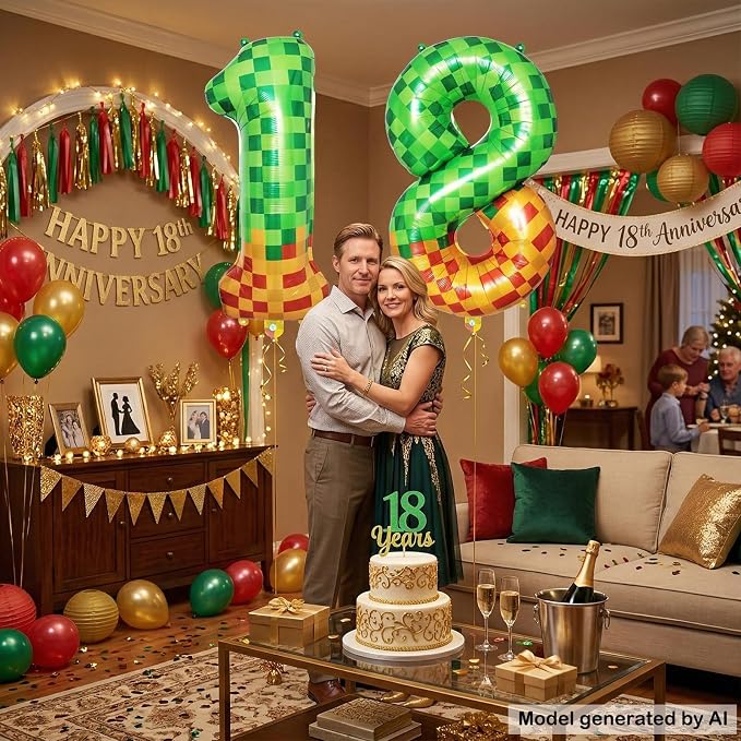 40 Inch Pixel Foil Number 18 Balloon - Image 6