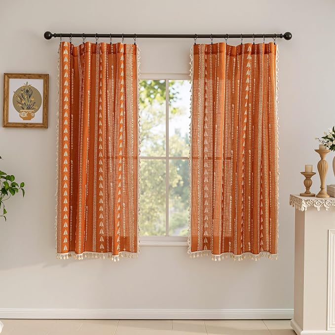 Boho Burnt Orange Curtains - Image 6