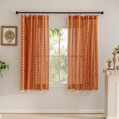 Boho Burnt Orange Curtains - Image 6
