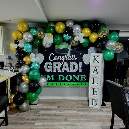 Green Black Balloons Metallic Green Silver Balloons - Image 5
