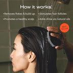 Jupiter Scalp Exfoliator - Scalp Massager Tool for Wet & Dry Hair - Ergonomic Detangler Brush - Dandruff Comb & Scrub to Remove Dandruff & Buildup and Support Circulation - Black/White
