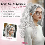 QGZ Ponytail Extension 20 Inch Claw Clip Ponytail Hair Extension Natural Synthetic Curly Wavy Hairpiece for Women Daily Use(Silver Grey)