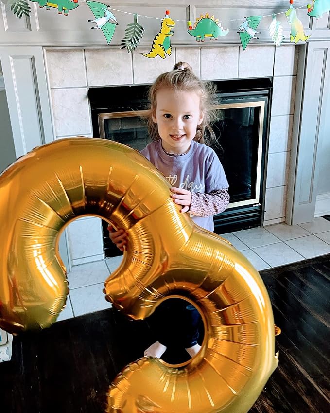 Gold Number 3 Balloon 40 Inch - Image 2