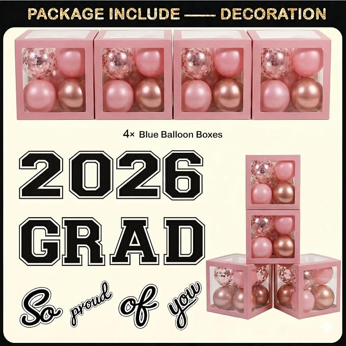 Black and Pink Graduation Decorations Class of 2026 - Image 5