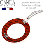 Camila Paris CP2513 French Hair Barrette Clip for Girls, Round Handmade, Victory Red, Strong Hold Grip Hair Clips for Women, No Slip and Durable Styling Girls Hair Accessories, Made in France