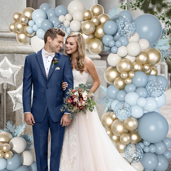 Dusty Blue Balloons Arch Kit, Different Sizes 18 12 10 5Inch Fog Blue Sand - Image 5