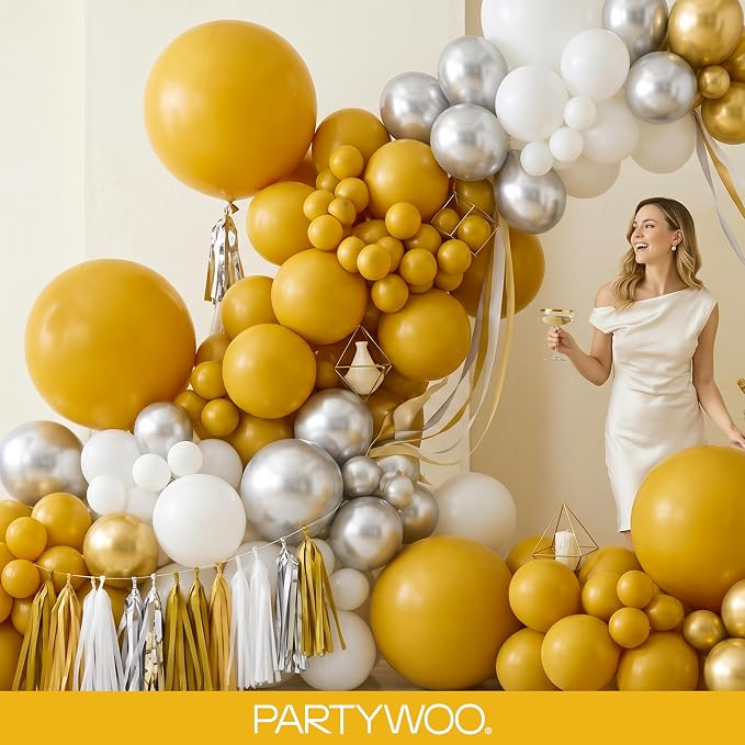 PartyWoo Mustard Yellow fall Balloons 120pcs Different Sizes | Balloons - Image 9