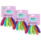18pc Waved Ponytail Elastic Set in Bright Colors - Ponytail Holders Hair Ties Value Pack - Colorful Ponytail Holders Wavy Textured Hair Ties For Women