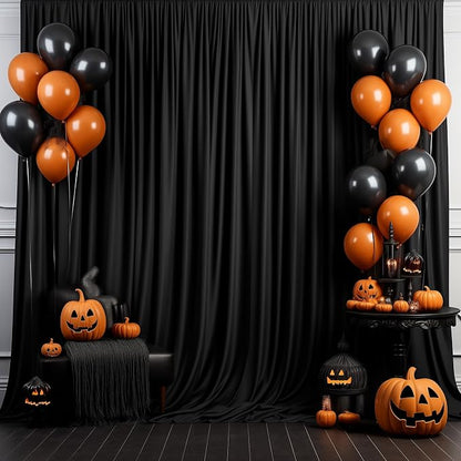 Black Backdrop Curtain for Parties Backdrop Drapes, 4 Panel 5x10FT - Image 3