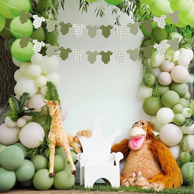 Weysat 2 Pcs Baby Clothes Banner Baby Boys Girls Shower Decorations Green - Image 4