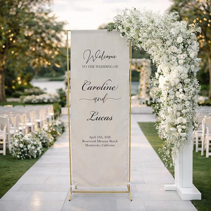 Personalized Fabric Wedding Welcome Sign, Cotton Linen Banner - Image 2
