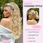 ALXNAN Ponytail Extension,24 Inch Claw Clip in Long Curly Mixed Blonde Ponytail Hair Extension Jaw Clip on Pony Tails Hairpiece for Women