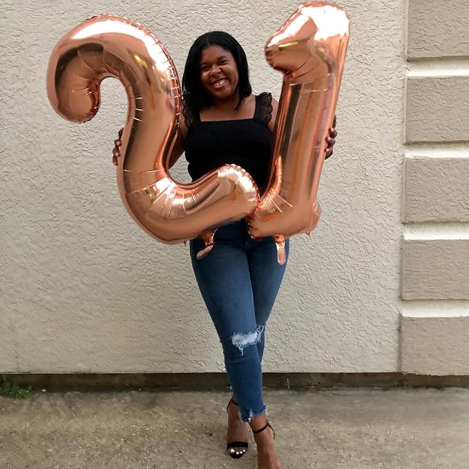 Rose Gold Number 21 Balloon 40 Inch - Image 4