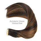 WENNALIFE Tape in Hair Extensions Human Hair, 20pcs 50g 14 inch Natural Black Mixed Chestnut Brown Remy Hair Extensions Straight Human Hair Tape in Extensions Skin Weft Tape Extensions Human Hair