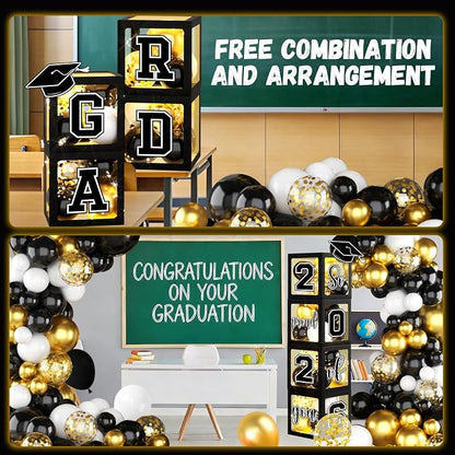 2026 Graduation Decorations Black and Gold Grad Balloon Boxes - Image 5