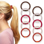 Braided Hair Ties No Damage, Soft Plush Hair Elastics, Ponytail Holders & Hair Bands for Women & Girls, Thick Hair, Stretch Wrist Bracelet Ties, Gentle All-Day Hold, Set of 10 - Ember Glow